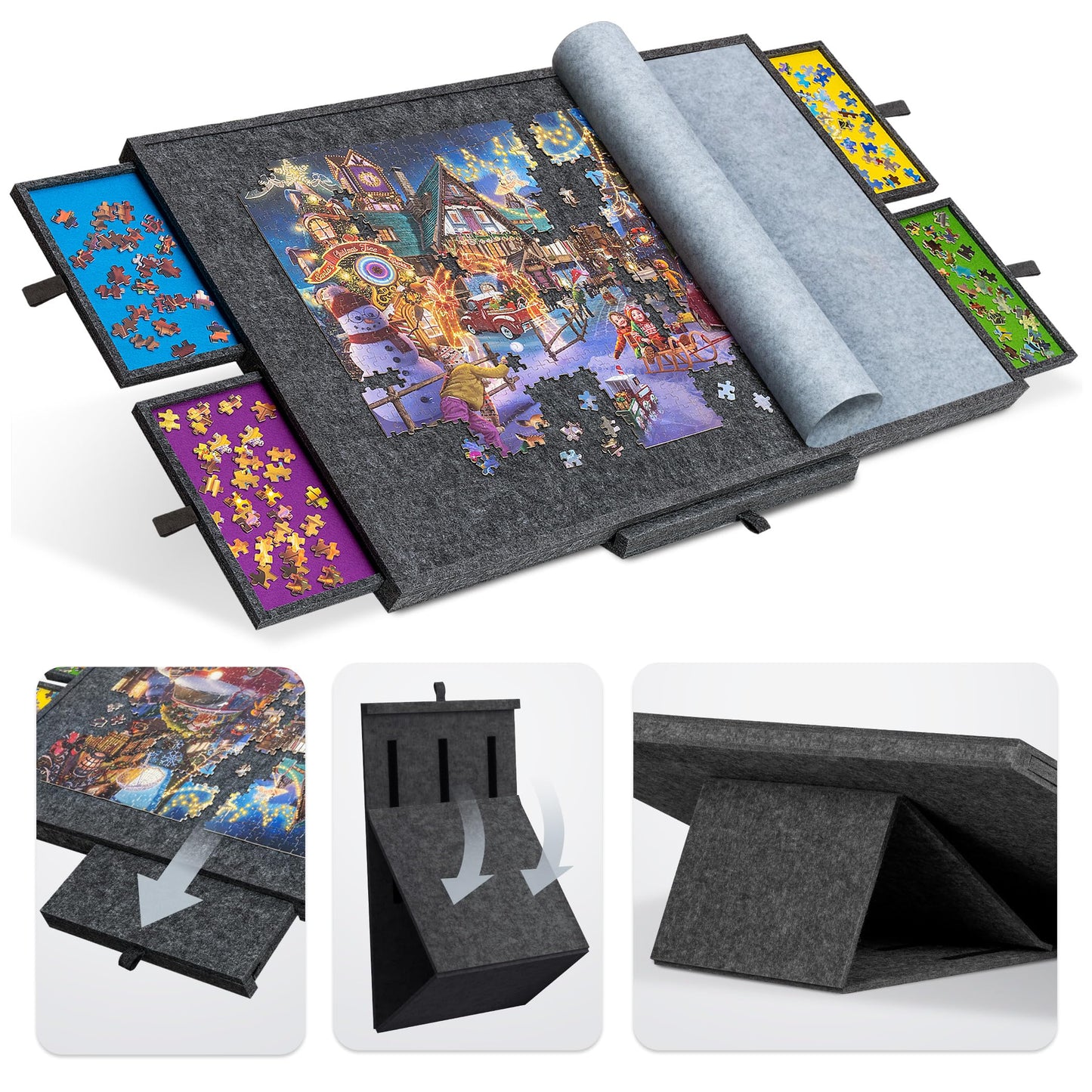 Tilting Puzzle Board with 2-in-1 Designed Stand & Cover