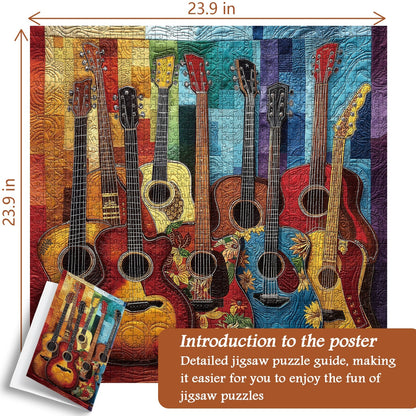 Fabric Guitar Wooden Jigsaw Puzzles 1000 Pieces