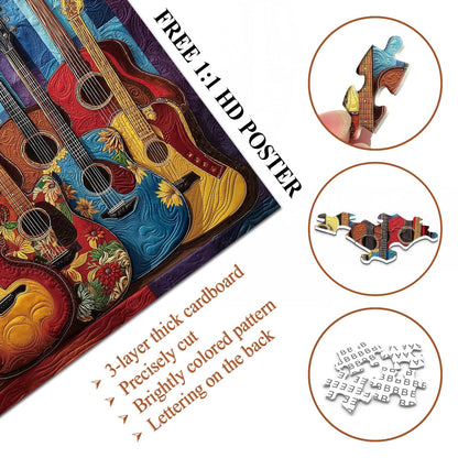 Fabric Guitar Wooden Jigsaw Puzzles 1000 Pieces