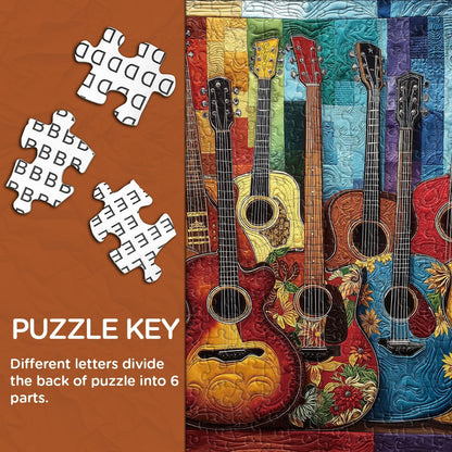Fabric Guitar Wooden Jigsaw Puzzles 1000 Pieces