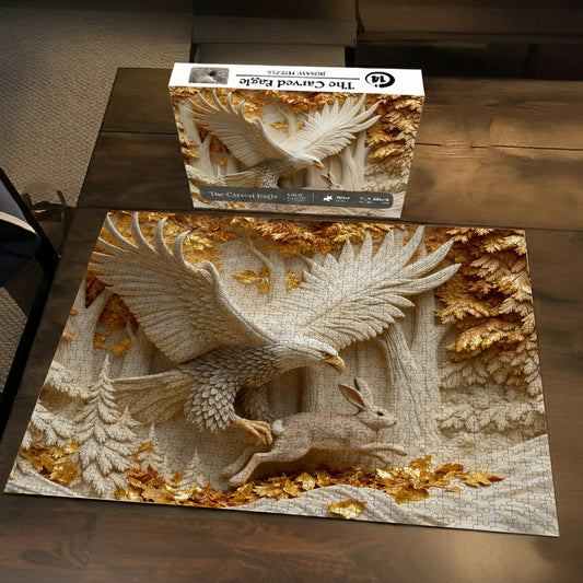 Hunting a Bald Eagle Wooden Jigsaw Puzzle 1000 Pieces