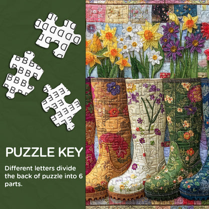 Floral Garden Boots Wooden Jigsaw Puzzle 1000 Pieces