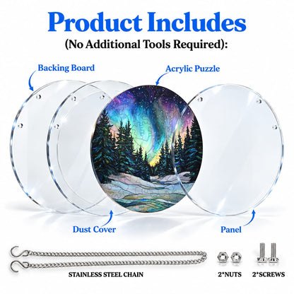 Aurora Snow Forest Acrylic Jigsaw Puzzle Suncatcher