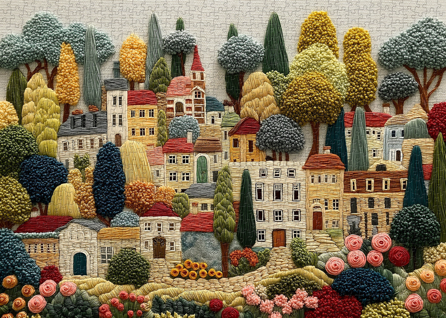 Embroidery Village Wooden Jigsaw Puzzle 1000 Pieces