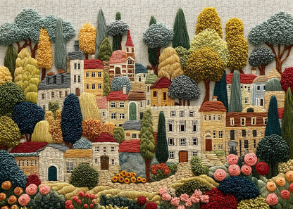 Embroidery Village Wooden Jigsaw Puzzle 1000 Pieces