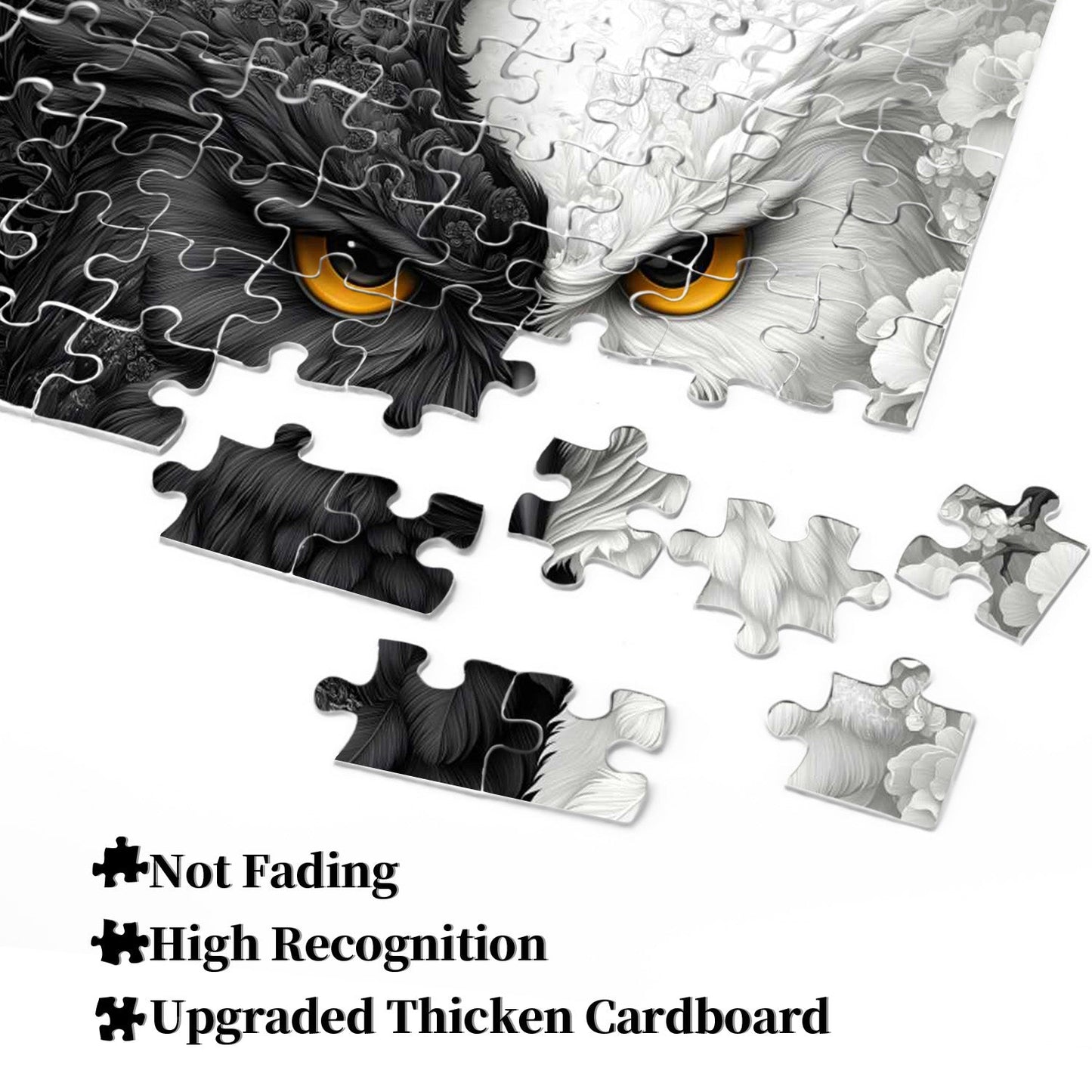 Black and White Owl Wooden Jigsaw Puzzle 1000 Pieces