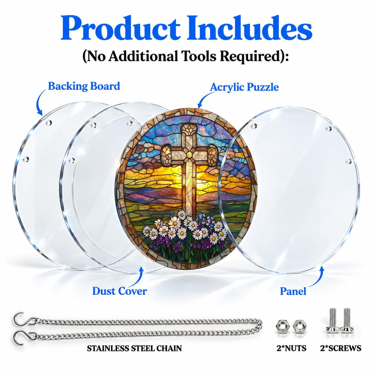 Daisy Cross Acrylic Jigsaw Puzzle Suncatcher
