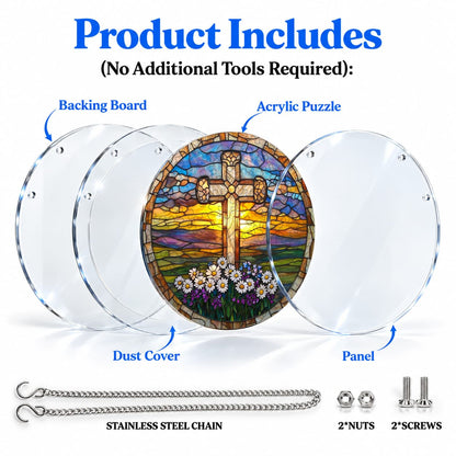 Daisy Cross Acrylic Jigsaw Puzzle Suncatcher