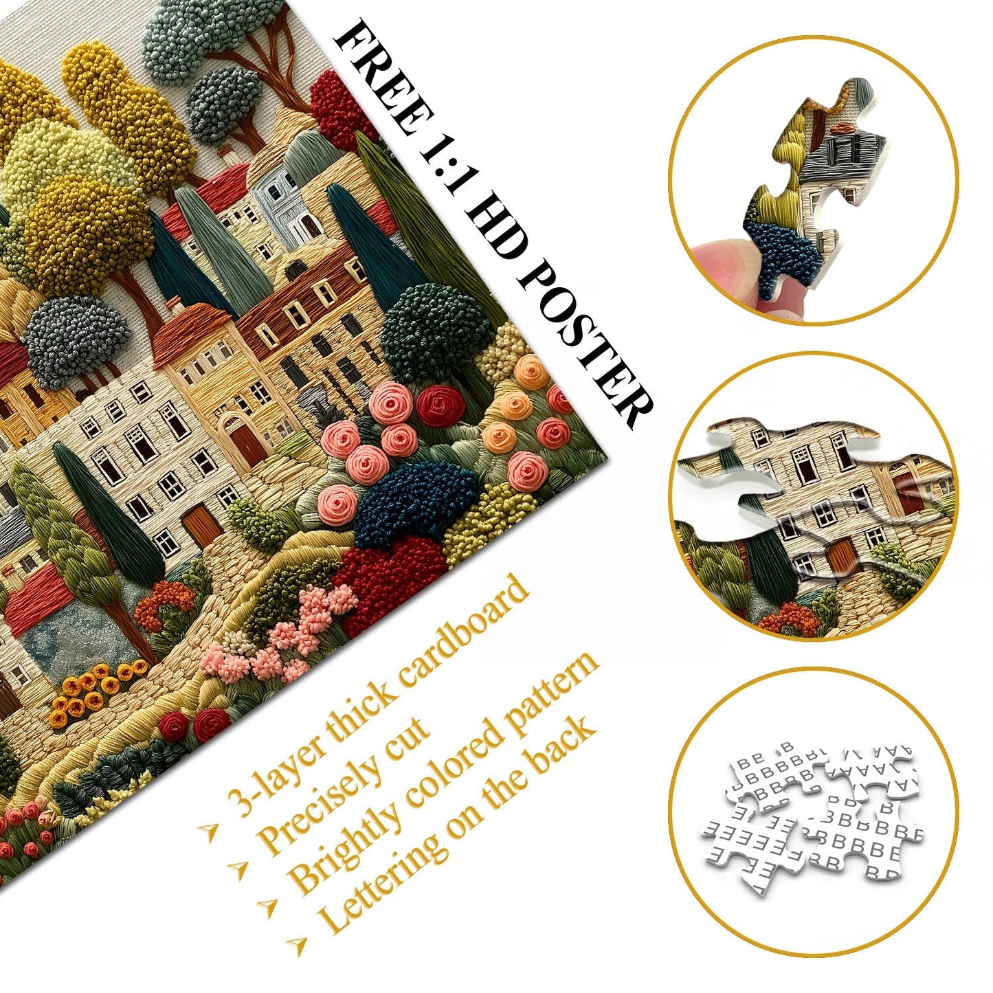 Embroidery Village Wooden Jigsaw Puzzle 1000 Pieces