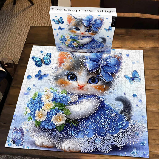The Sapphire Kitten Wooden Jigsaw Puzzle 1000 Pieces