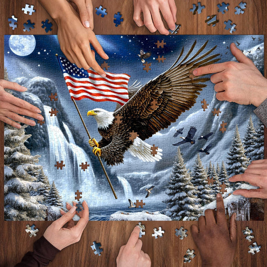 Wings of Freedom Eagle Wooden Jigsaw Puzzle 1000 Piece