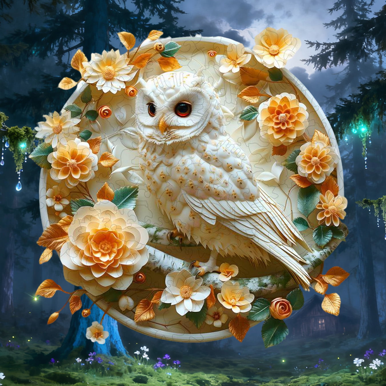 3D Flowers Owl Jigsaw Puzzle