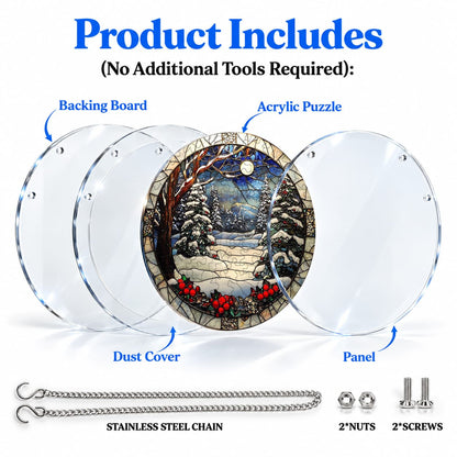 Snowy Forest Acrylic Jigsaw Puzzle Suncatcher