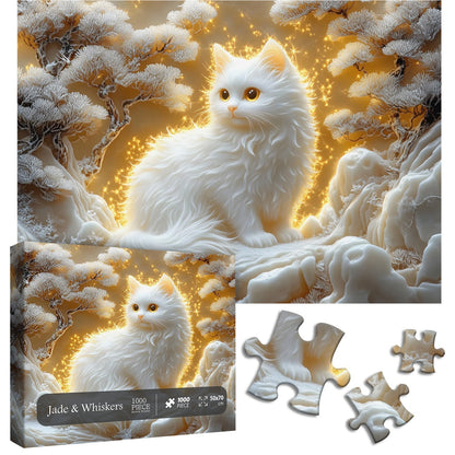 Enchanting White Cat Wooden Jigsaw Puzzles 1000 Pieces