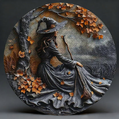 Autumn Witch Wooden Jigsaw Puzzle