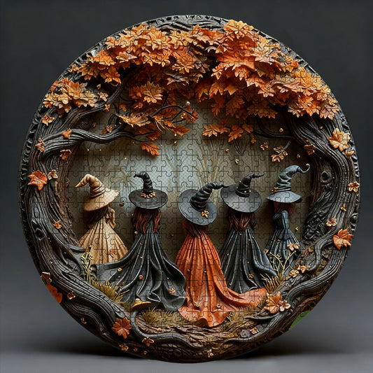 Autumn Witch Wooden Jigsaw Puzzle