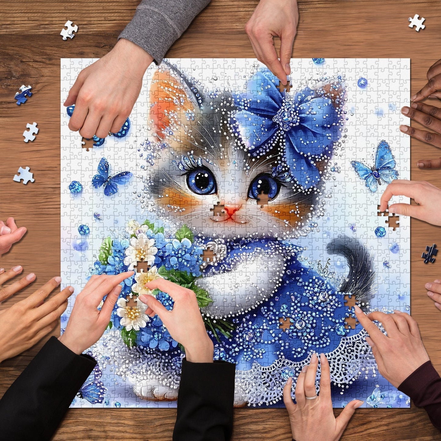 The Sapphire Kitten Wooden Jigsaw Puzzle 1000 Pieces