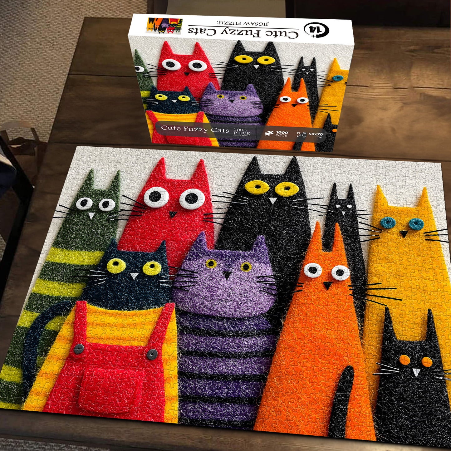 Cute Fuzzy Cats Wooden Jigsaw Puzzle 1000 Pieces