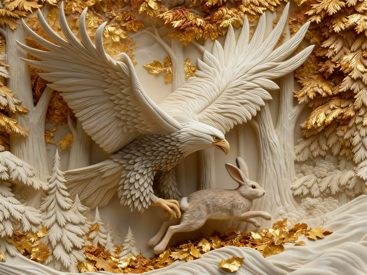 Hunting a Bald Eagle Wooden Jigsaw Puzzle 1000 Pieces