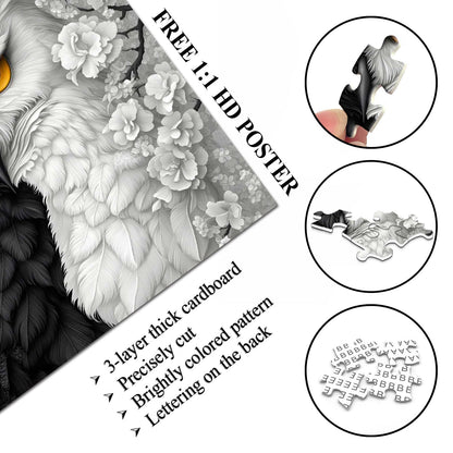 Black and White Owl Wooden Jigsaw Puzzle 1000 Pieces