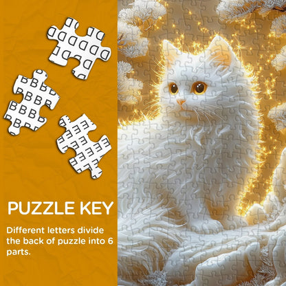 Enchanting White Cat Wooden Jigsaw Puzzles 1000 Pieces