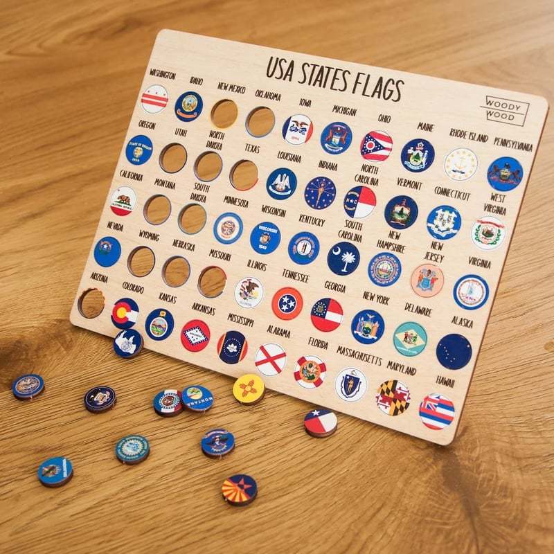 The United States Wooden Map Puzzle Full Packed (Made in USA)