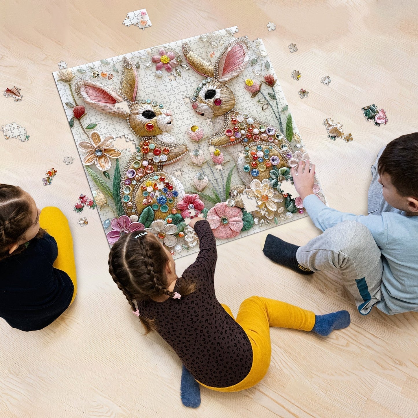 Diamond Bunny Wooden Jigsaw Puzzle 1000 Pieces
