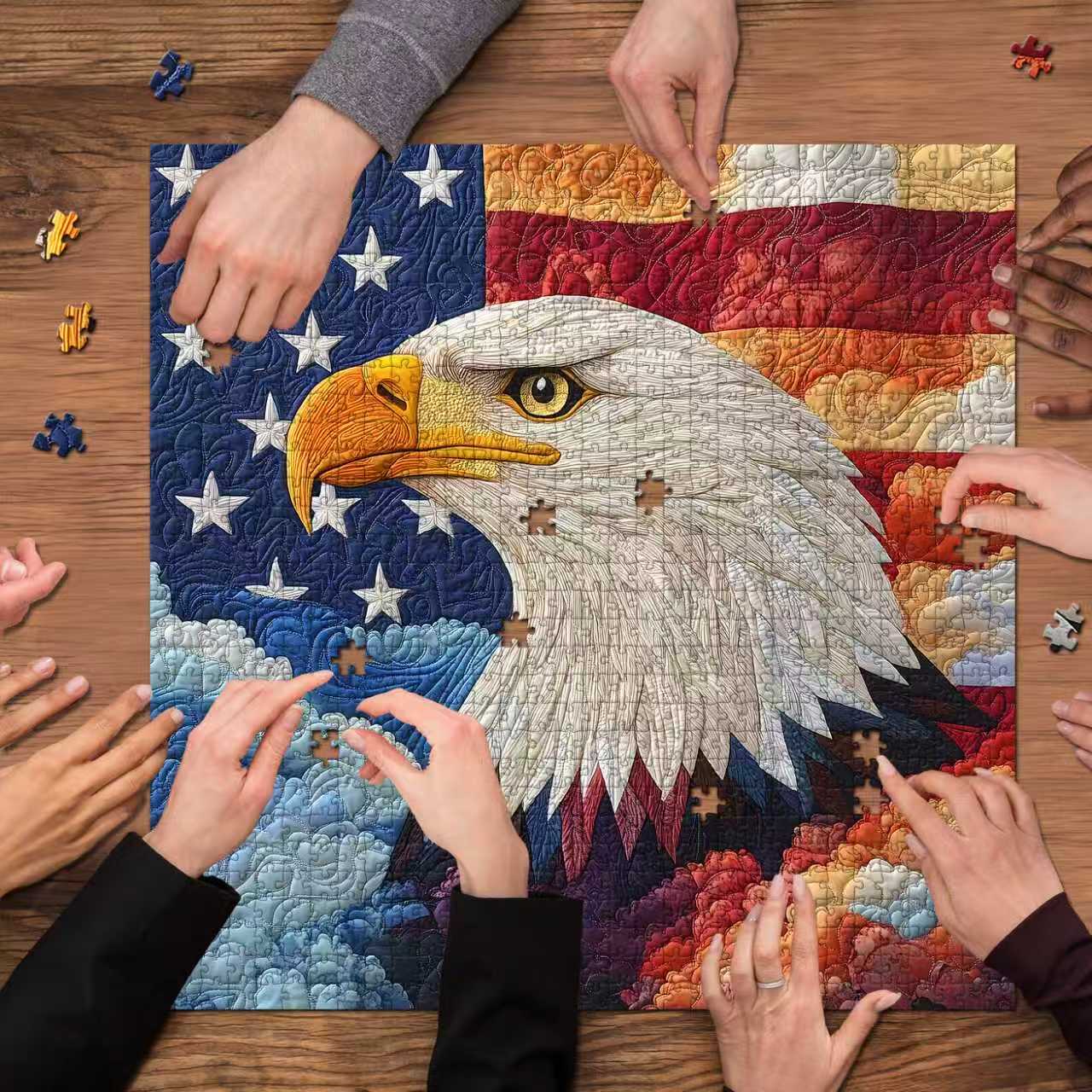 The Quilted Eagle Wooden Jigsaw Puzzle 1000 Pieces
