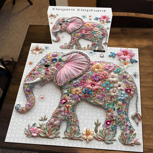 Elegant Elephant Wooden Jigsaw Puzzle 1000 Pieces