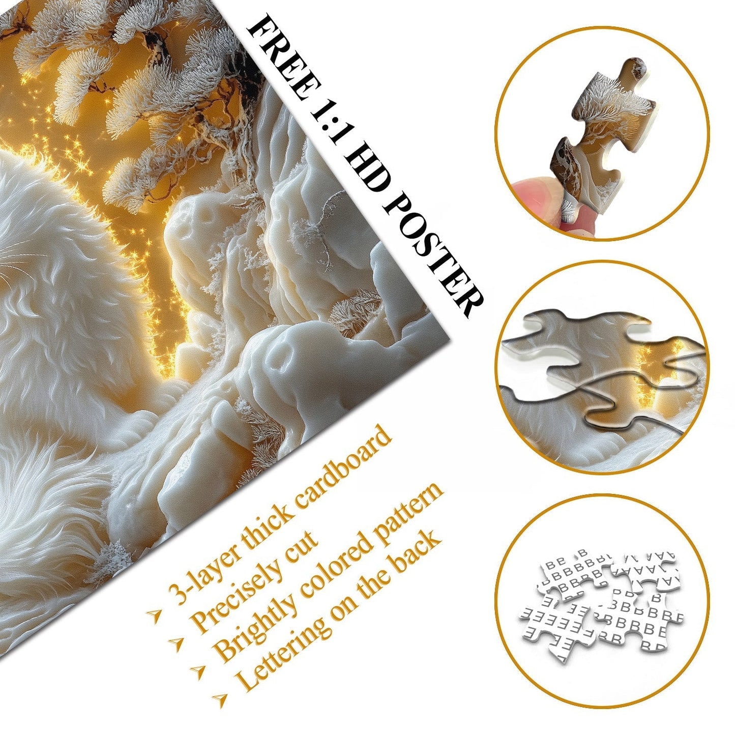 Enchanting White Cat Wooden Jigsaw Puzzles 1000 Pieces