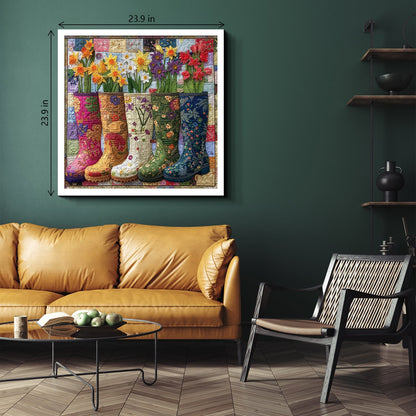 Floral Garden Boots Wooden Jigsaw Puzzle 1000 Pieces
