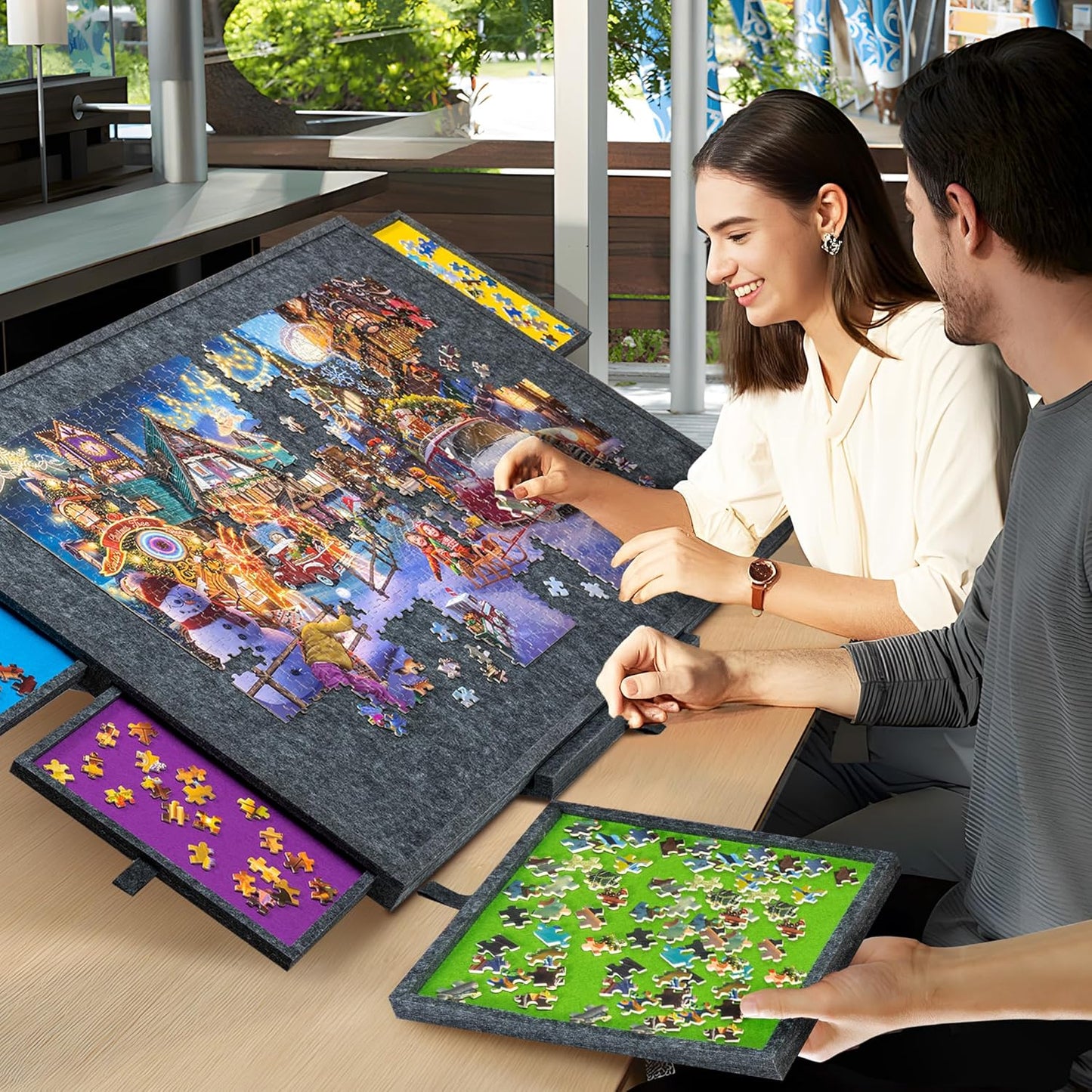 Tilting Puzzle Board with 2-in-1 Designed Stand & Cover