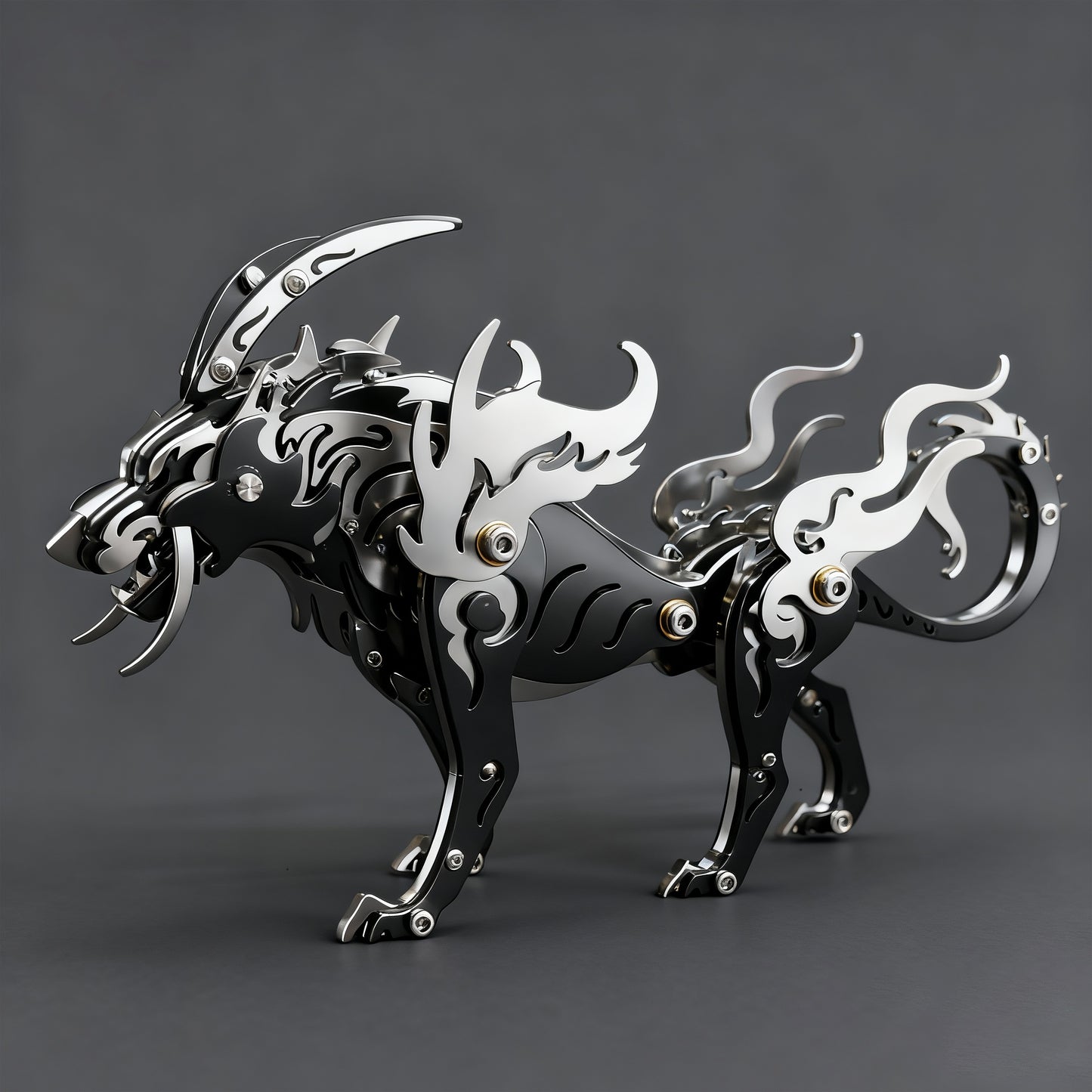 3D Steel Mechanical Wolf King Puzzles