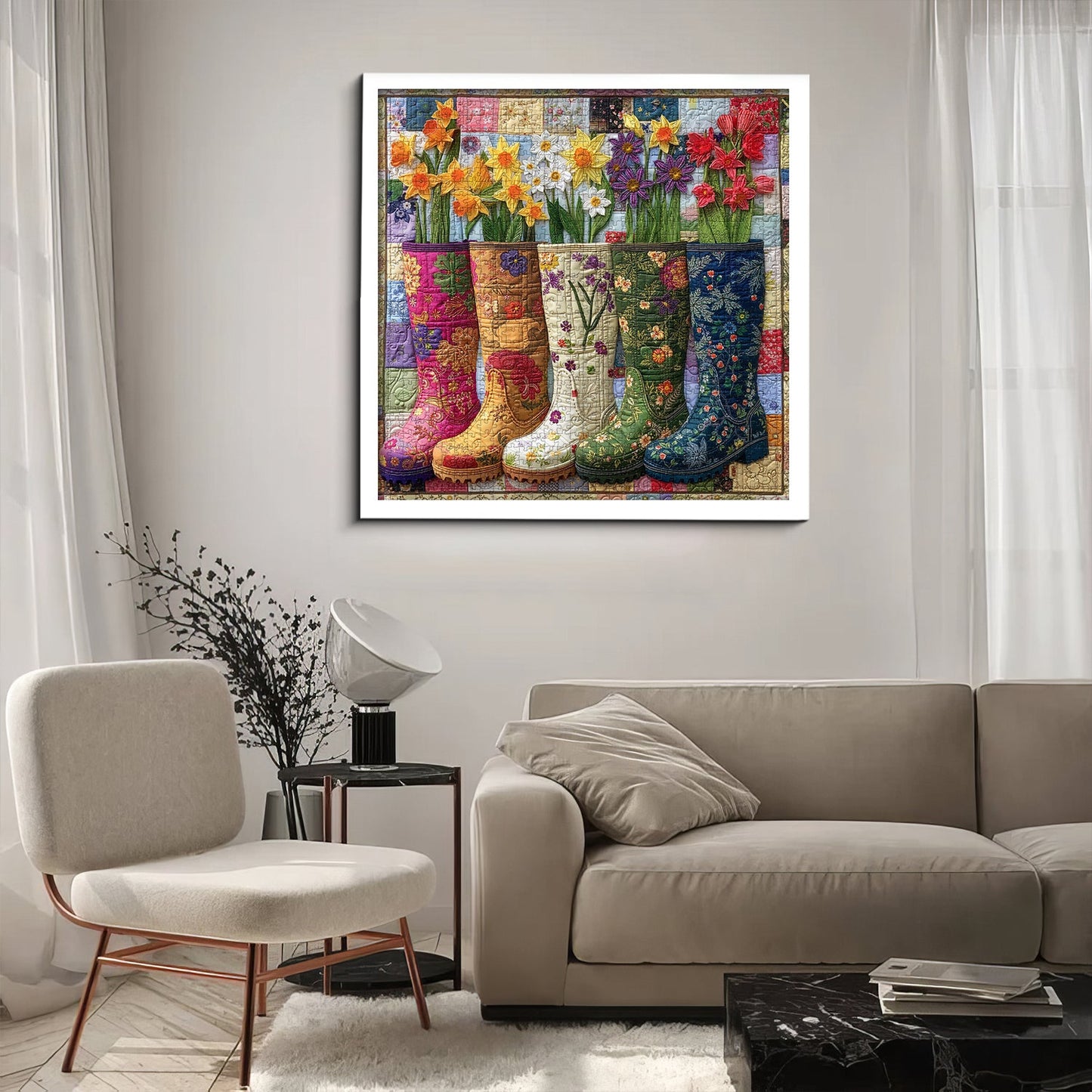 Floral Garden Boots Wooden Jigsaw Puzzle 1000 Pieces