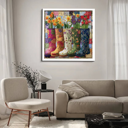 Floral Garden Boots Wooden Jigsaw Puzzle 1000 Pieces