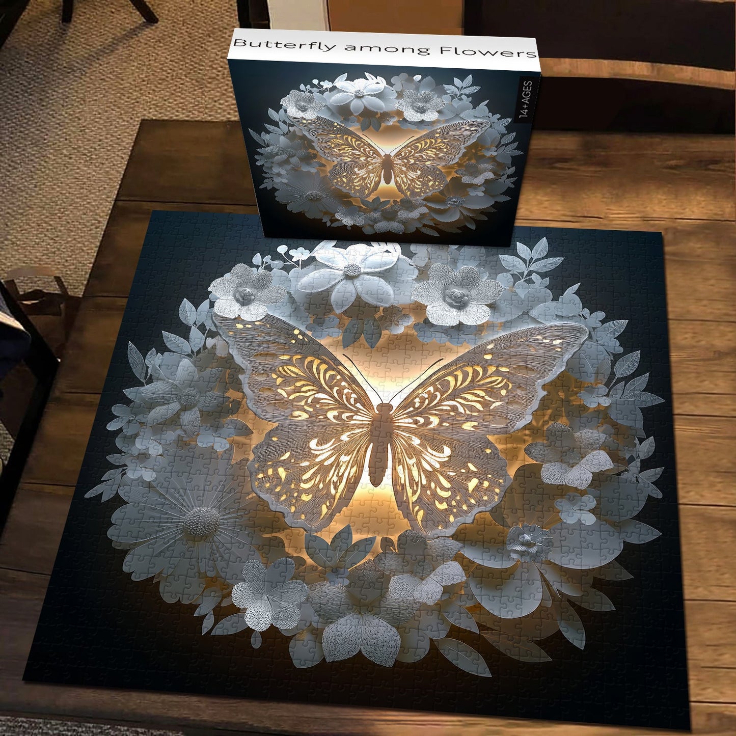 Butterfly Among Flowers Wooden Jigsaw Puzzle 1000 Pieces