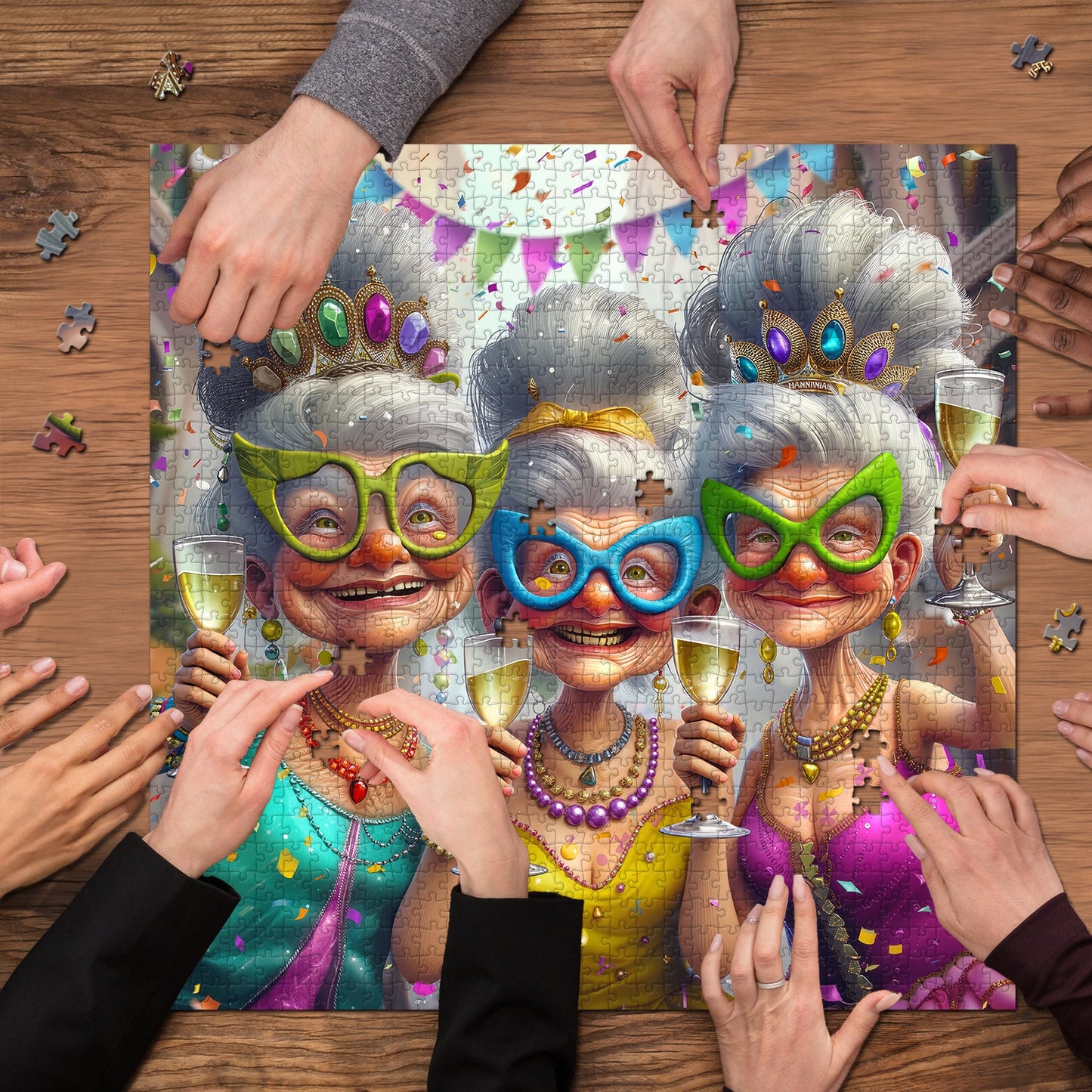 Party Grandma | 1000-Piece Wooden Jigsaw Puzzle