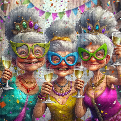Party Grandma | 1000-Piece Wooden Jigsaw Puzzle