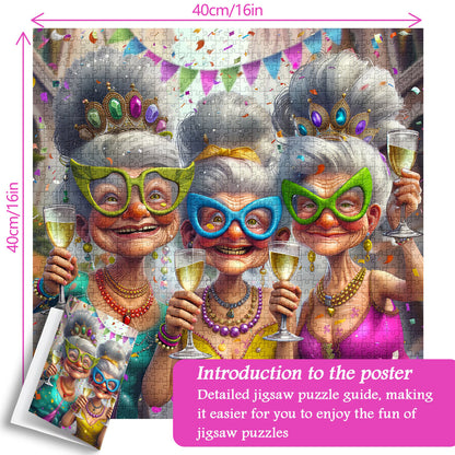 Party Grandma | 1000-Piece Wooden Jigsaw Puzzle