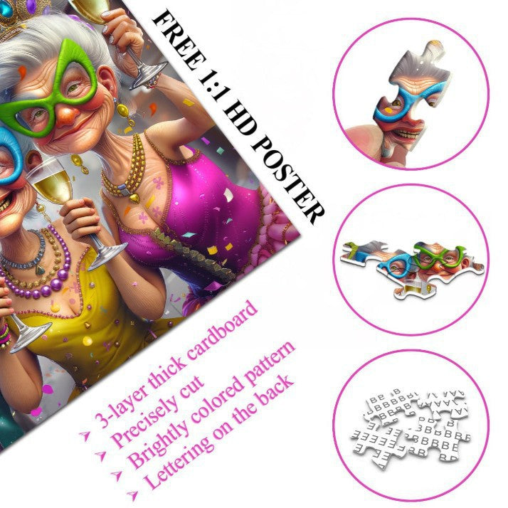 Party Grandma | 1000-Piece Wooden Jigsaw Puzzle