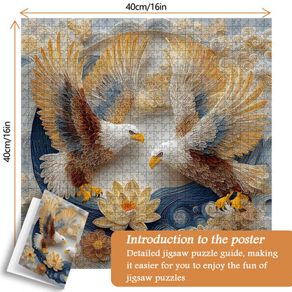 Quilled Twin Eagles | 1000-Piece Wooden Jigsaw Puzzle