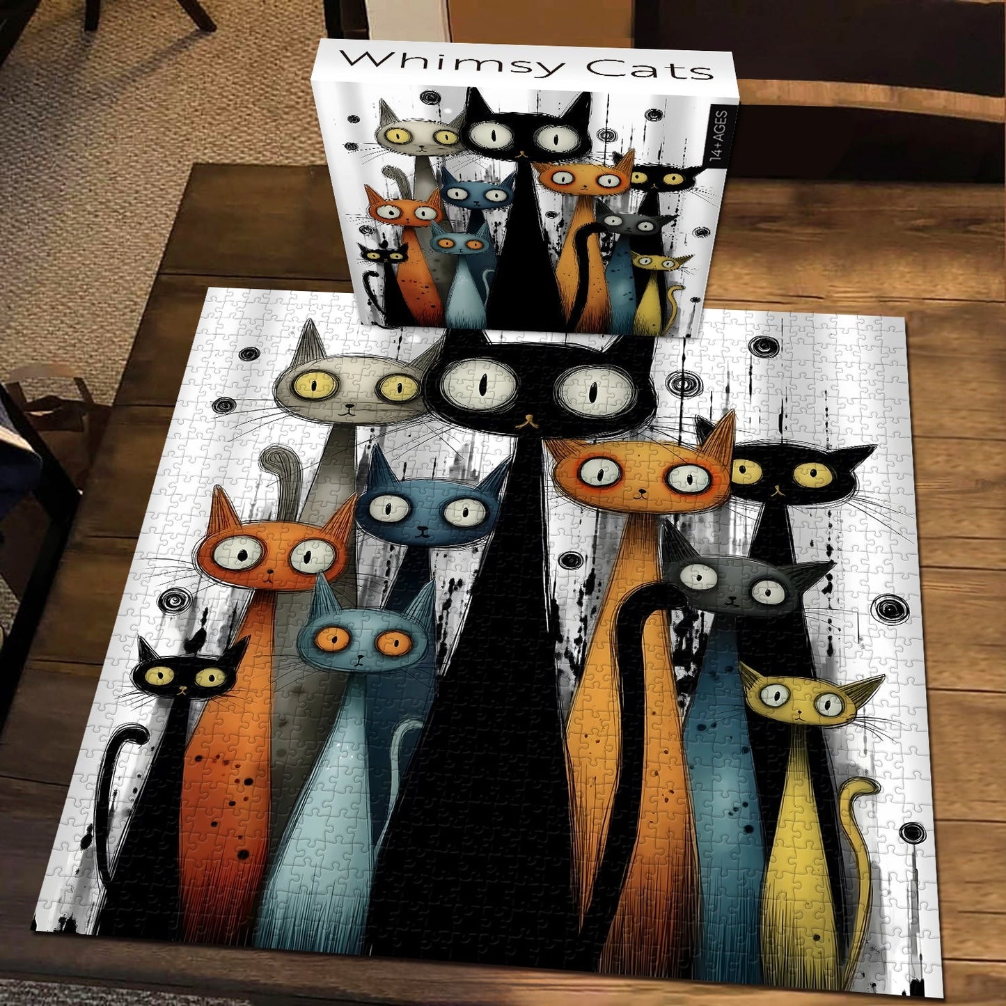 Whimsy Cats Wooden Jigsaw Puzzle 1000 Pieces