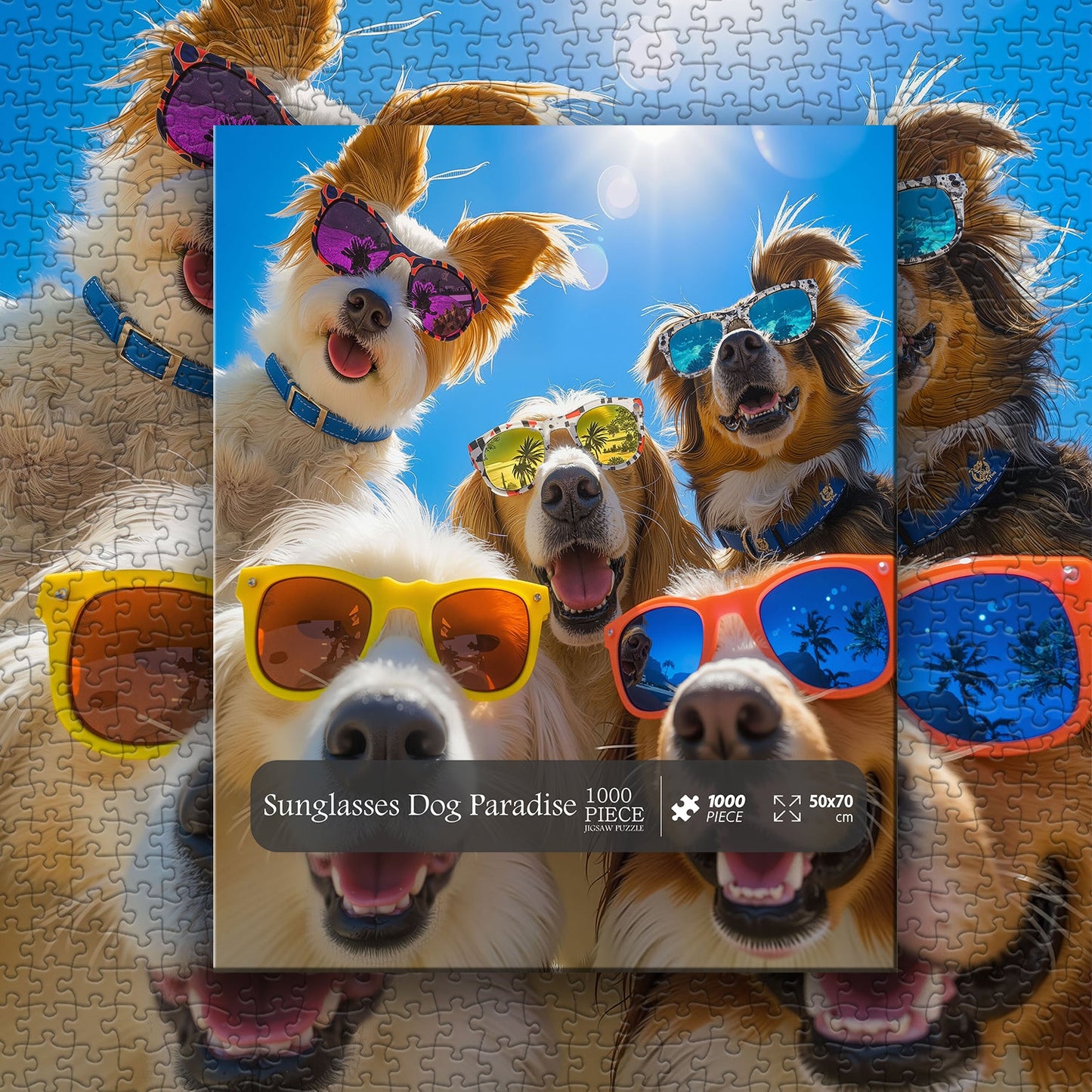 Sunglasses Dog Paradise Wooden Jigsaw Puzzle 1000 Pieces