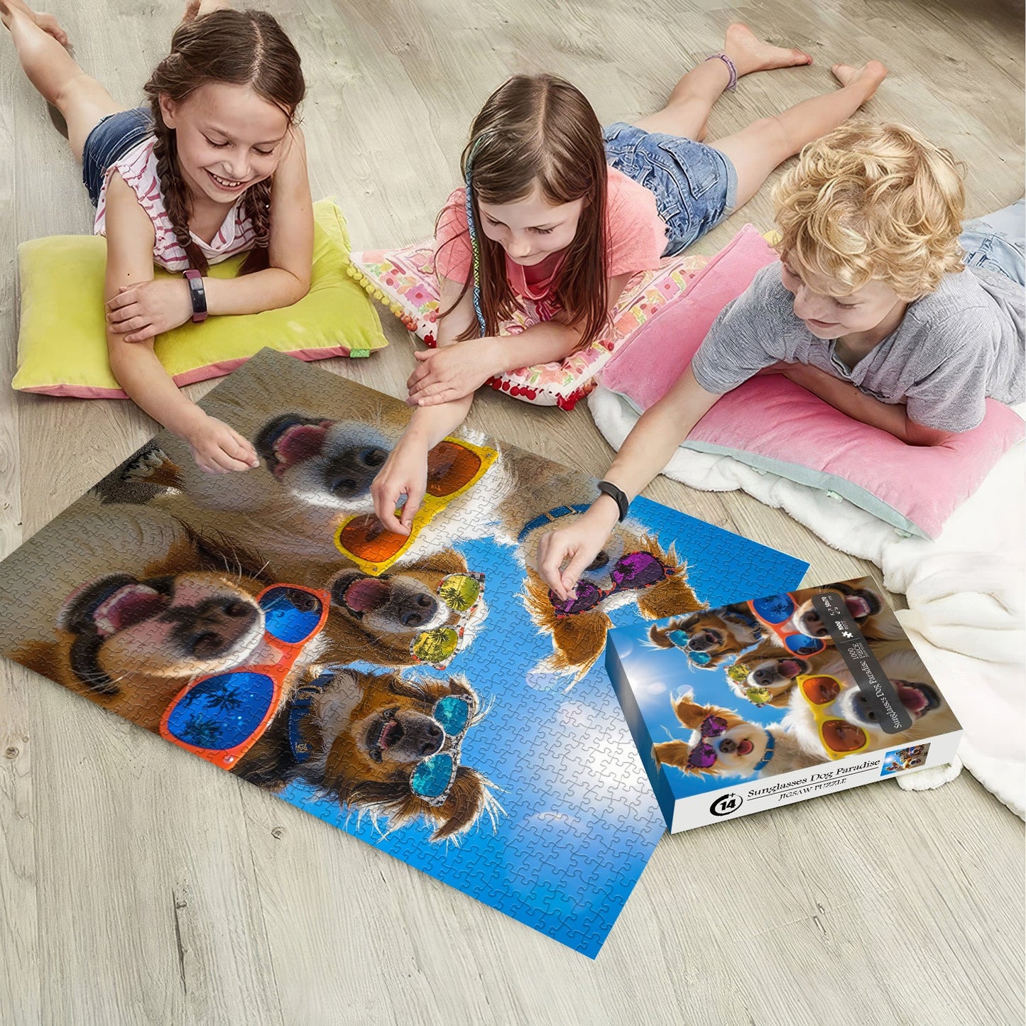 Sunglasses Dog Paradise Wooden Jigsaw Puzzle 1000 Pieces
