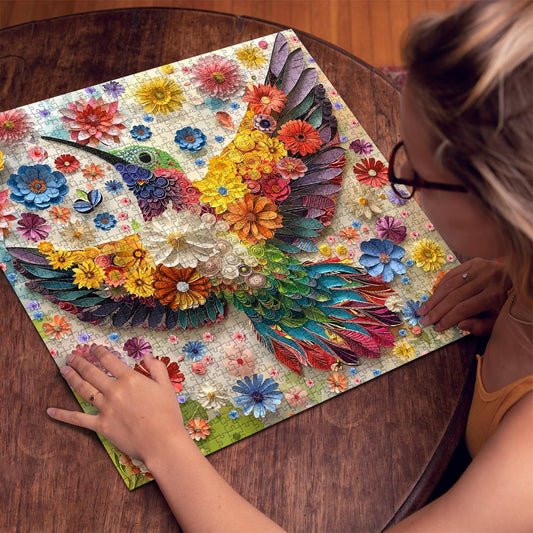 Hummingbird Quilling Art Wooden Jigsaw Puzzle 1000 Pcs