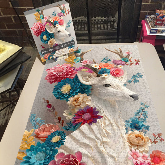 Floral Deer Wooden Jigsaw Puzzle 1000 Pcs