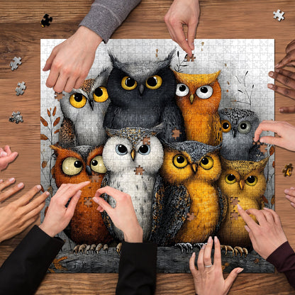 Whimsical Owls | 1000-Piece Wooden Jigsaw Puzzle