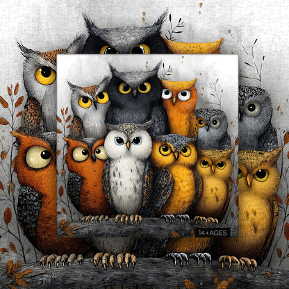 Whimsical Owls | 1000-Piece Wooden Jigsaw Puzzle