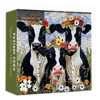 Pasture Cows | 1000-Piece Wooden Jigsaw Puzzle