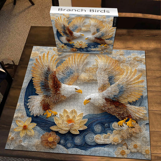 Quilled Twin Eagles | 1000-Piece Wooden Jigsaw Puzzle